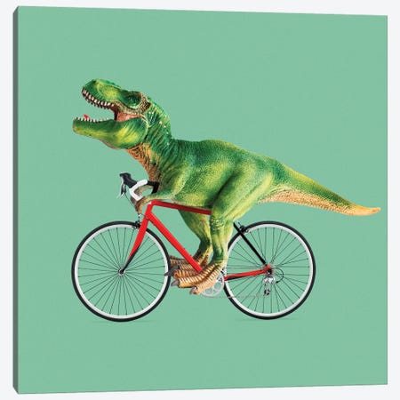 T-Rex Bike Canvas Print #LOO49} by Jonas Loose Art Print