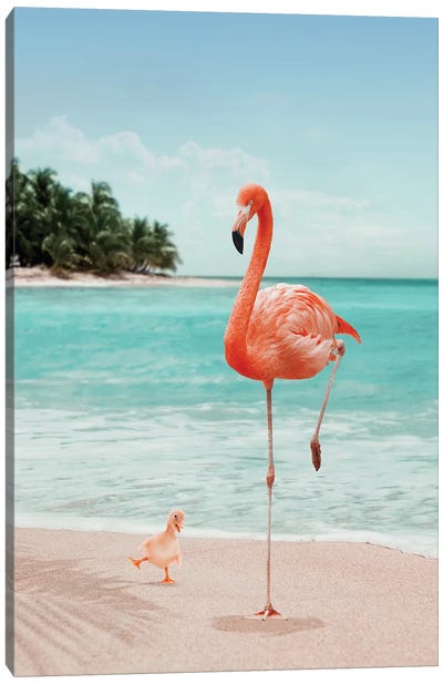 Wannabe Flamingo Canvas Art Print - Coastal Art