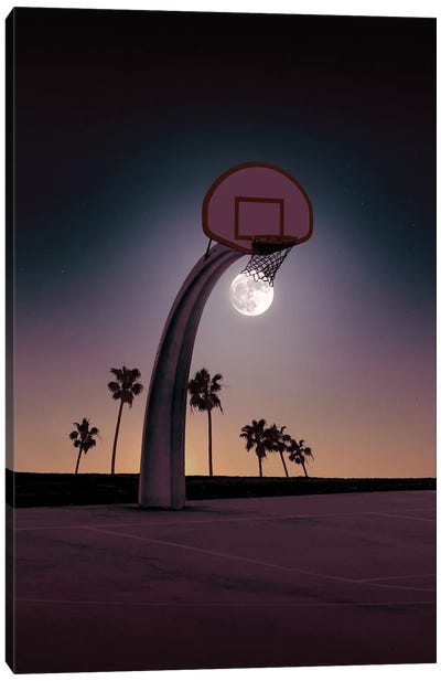 Basketmoon Canvas Art Print - Basketball Art