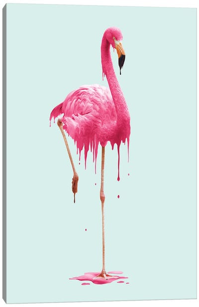 Melting Flamingo Canvas Art Print - Flamingo Art
