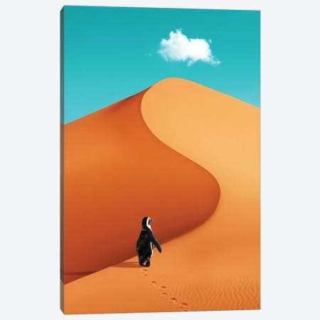 Penguin On Vacation Canvas Print #LOO74} by Jonas Loose Art Print