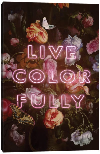 Live Colorfully Canvas Art Print - Neon Typography