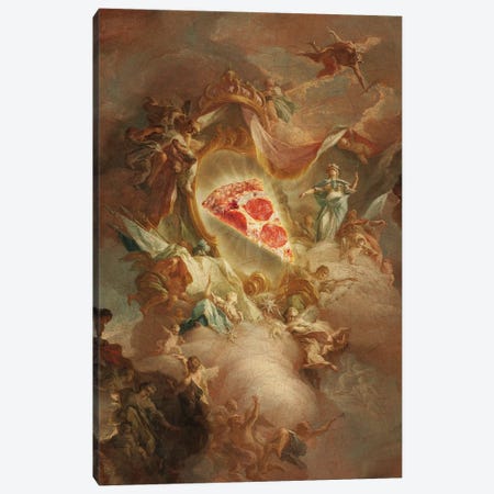 The Holy Pizza Canvas Print #LOO86} by Jonas Loose Canvas Artwork