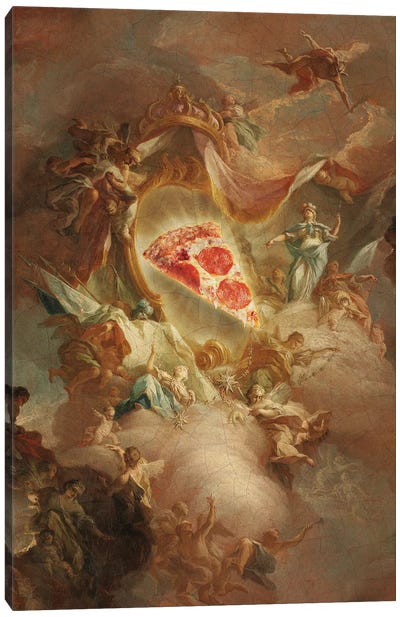 The Holy Pizza Canvas Art Print - Witty Humor Art