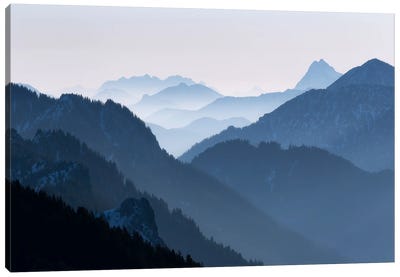 Shades Of Blue Canvas Art Print - Mountains Scenic Photography