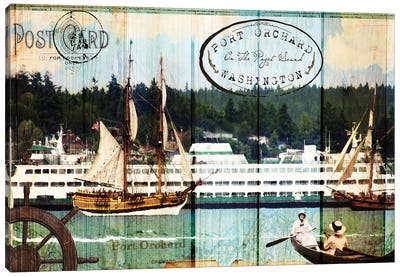 Tall Ships on the Sound Canvas Art Print - Sandy Lloyd