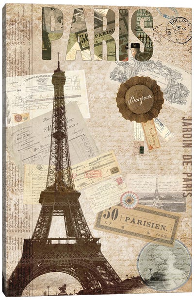 Postcards Of Paris XIV Canvas Art Print - Sandy Lloyd