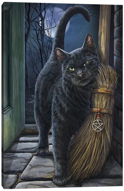 A Brush With Magick Canvas Art Print - Black Cat Art