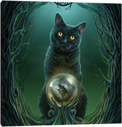 Rise Of The Witches, Square Canvas Art Print - Black Cat Art