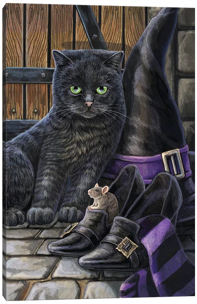 Trouble And Squeak Canvas Art Print - Black Cat Art