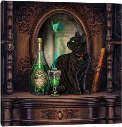 Absinthe Canvas Art Print - Black Cat Art