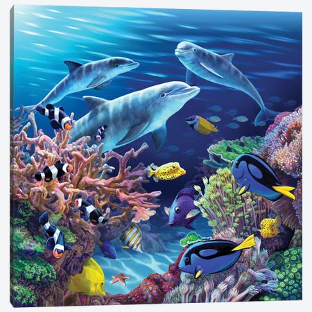 Dolphin Life Canvas Print #LPA65} by Lisa Parker Art Print