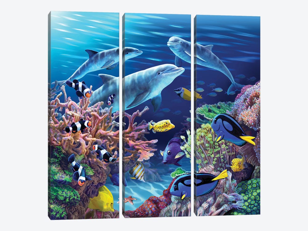 Dolphin Life by Lisa Parker 3-piece Canvas Artwork