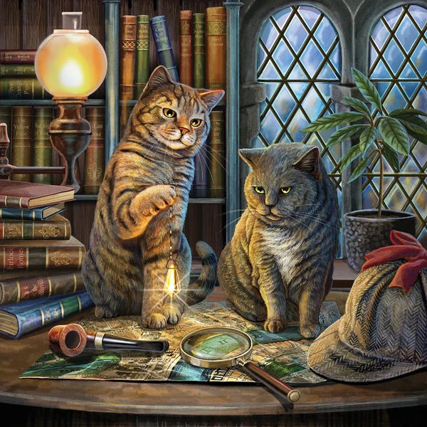 Smoking: Purrlock Holmes Square by Lisa Parker