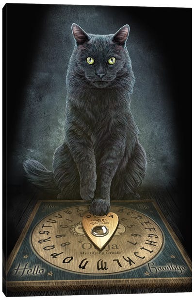 His Master's Voice Canvas Art Print - Black Cat Art