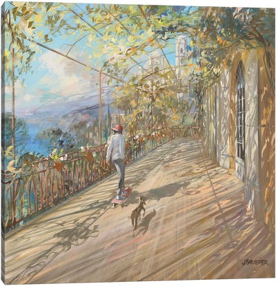 The Child And The Dog Canvas Art Print - Laurent Parcelier