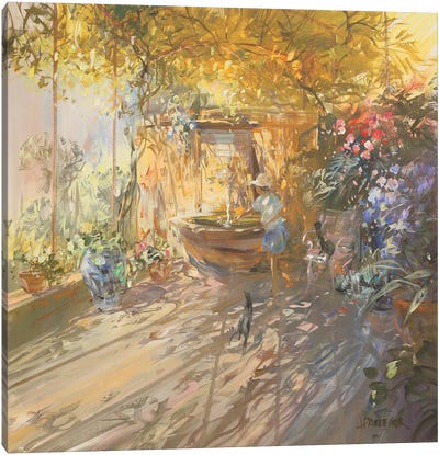 The Fountain Under The Arbor Canvas Art Print - Provence