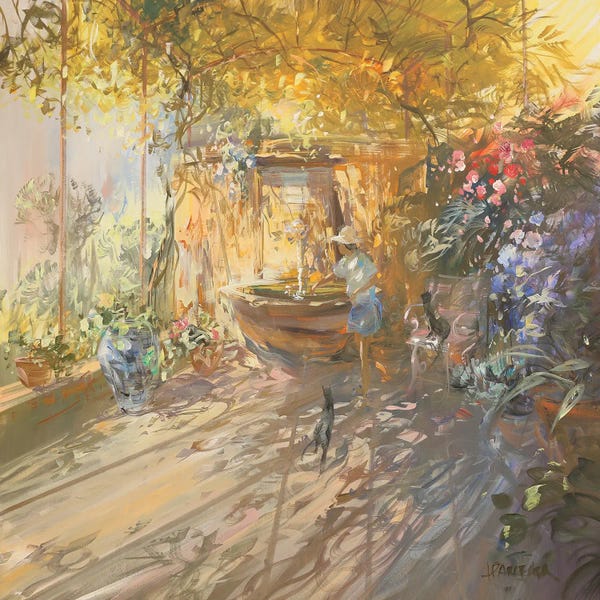French Country Décor: The Fountain Under The Arbor by Laurent Parcelier