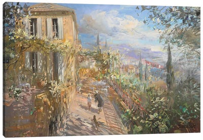 House In Provence Canvas Art Print - Coastal Village & Town Art