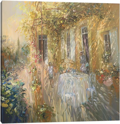 The Table In Front Of The House Canvas Art Print - Provence