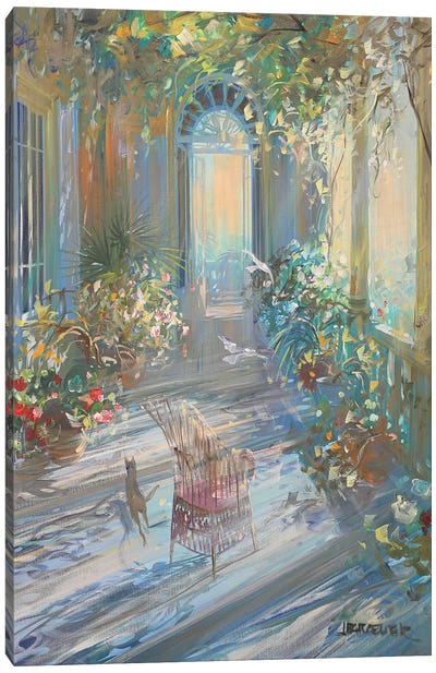 Light On The Terrace Canvas Art Print - Tranquil Gardens