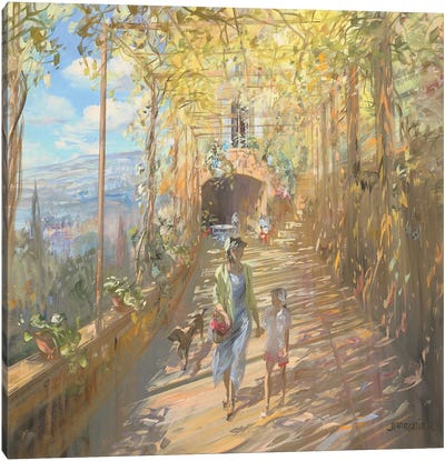 Departure On A Walk Canvas Art Print - Provence