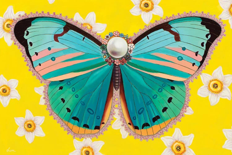 Butterfly With Daffodils by Liva Pakalne Fanelli wall art