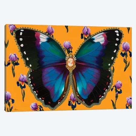 Butterfly With Iris Canvas Print #LPF12} by Liva Pakalne Fanelli Canvas Wall Art