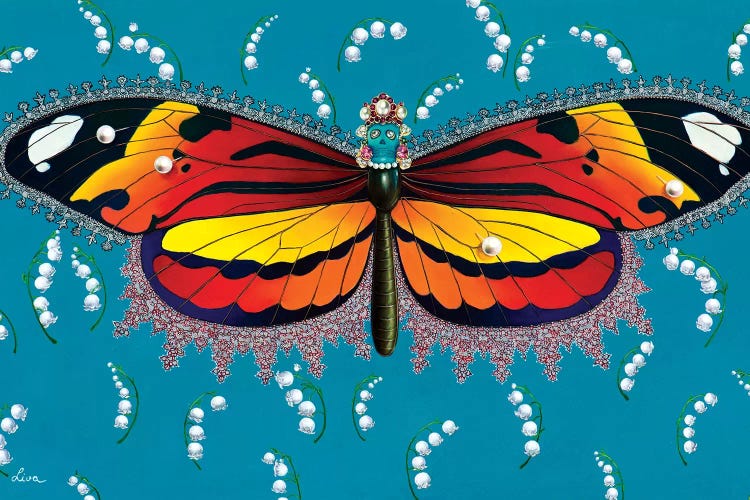 Butterfly With Lily's Of The Valley by Liva Pakalne Fanelli wall art