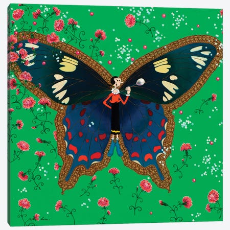 Butterfly With Olive Oyl Canvas Print #LPF15} by Liva Pakalne Fanelli Canvas Art Print