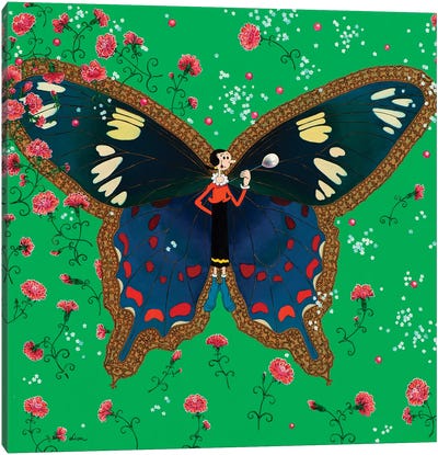 Butterfly With Olive Oyl Canvas Art Print - Liva Pakalne Fanelli