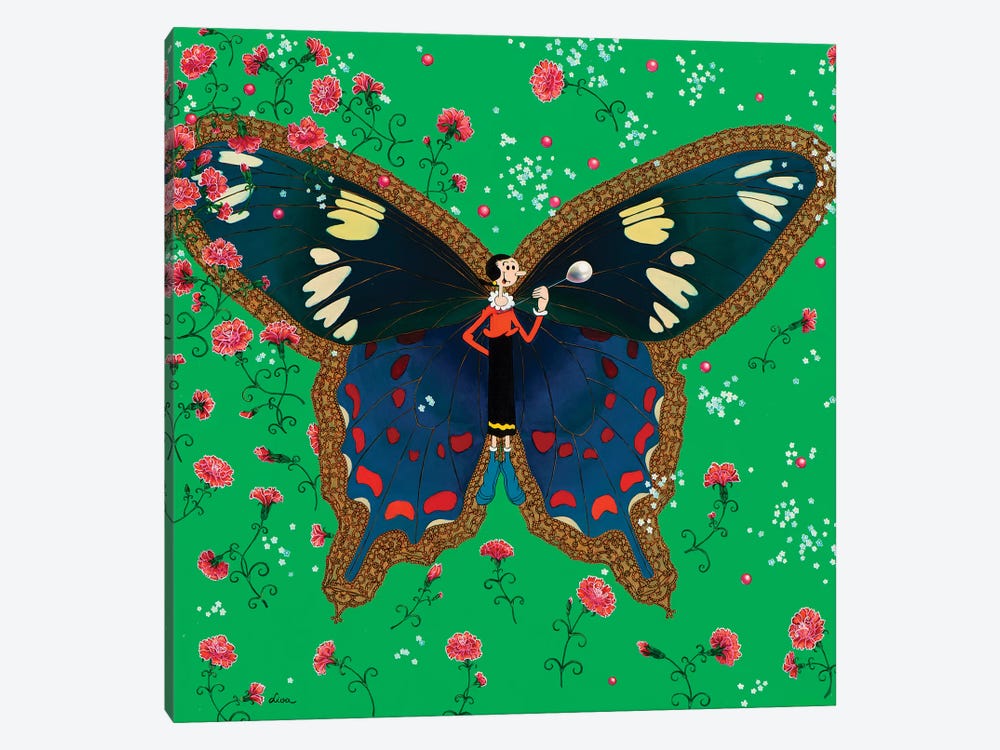 Butterfly With Olive Oyl by Liva Pakalne Fanelli 1-piece Canvas Art