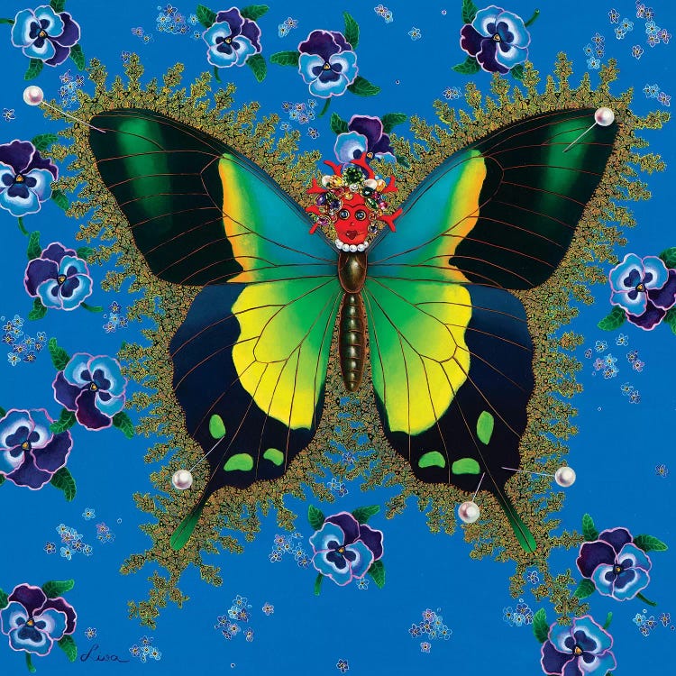 Butterfly With Pansies by Liva Pakalne Fanelli wall art