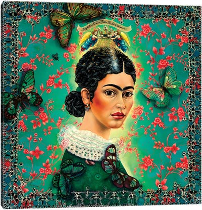 Frida Canvas Art Print - Monarch Butterflies