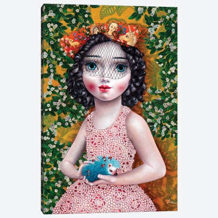 Girl with Hedgehog Canvas Print #LPF29} by Liva Pakalne Fanelli Canvas Art Print
