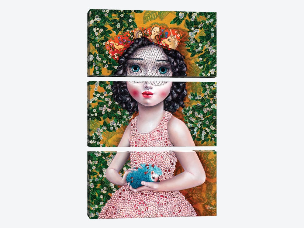 Girl with Hedgehog by Liva Pakalne Fanelli 3-piece Canvas Print