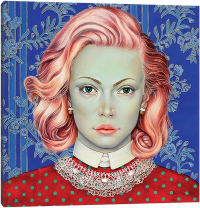 Girl With Pink Hair Canvas Art Print - Liva Pakalne Fanelli
