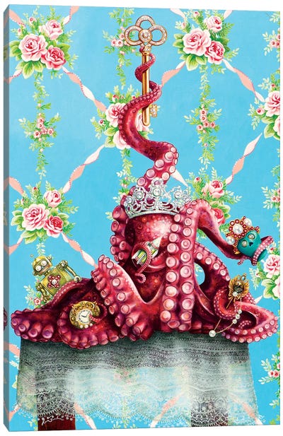Octopus Canvas Art Print - Floral & Botanical Patterns