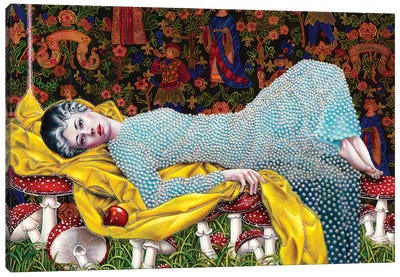 Sleeping Girl In Magic Forest Canvas Art Print