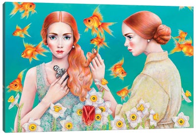 The Golden Fishes Canvas Art Print - Liva Pakalne Fanelli