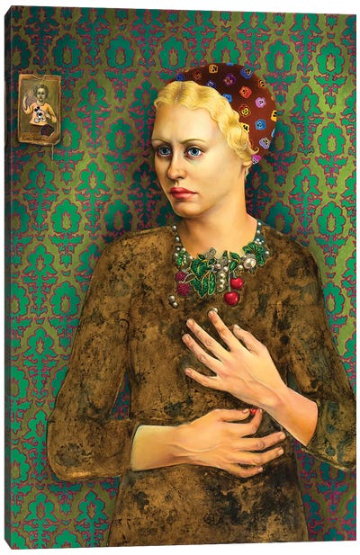Girl With Baroque Necklace Canvas Art Print - Liva Pakalne Fanelli