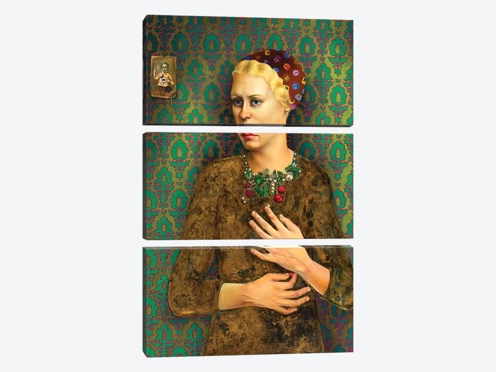 Girl With Baroque Necklace by Liva Pakalne Fanelli 3-piece Canvas Wall Art