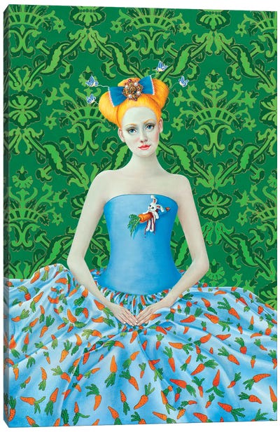 Girl With Carrot Dress Canvas Art Print - Vegetable Art