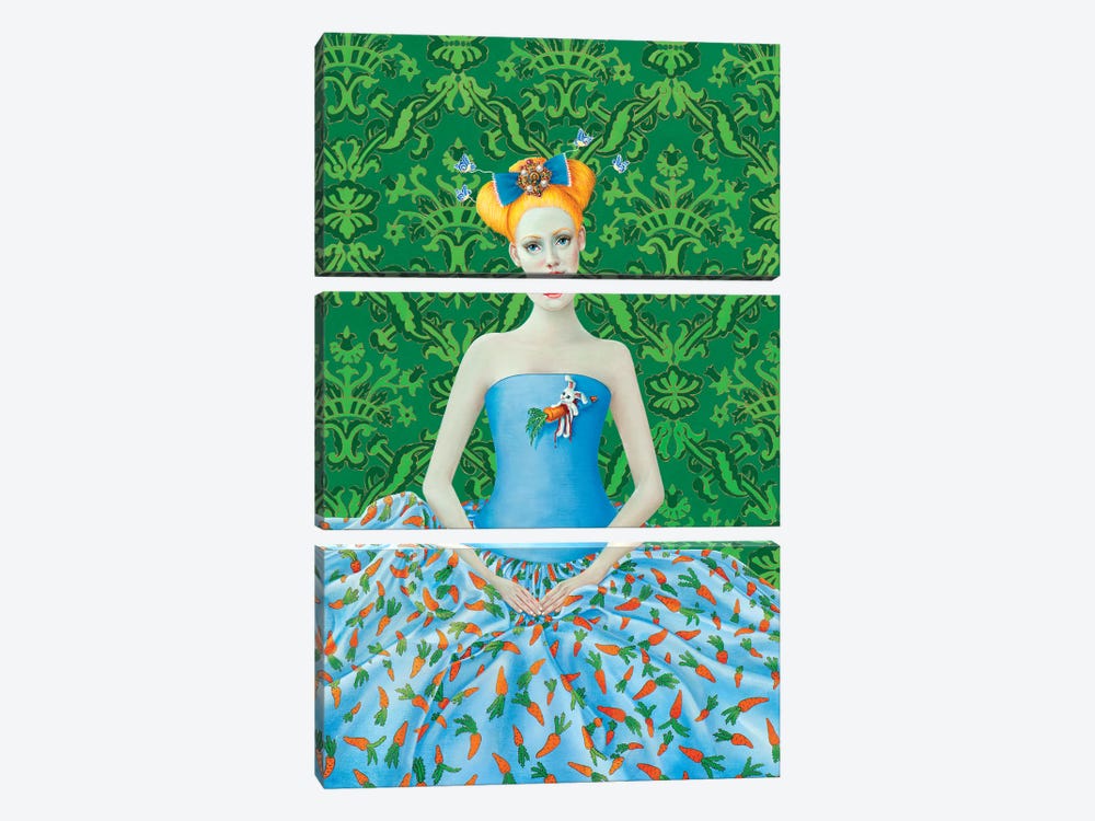 Girl With Carrot Dress by Liva Pakalne Fanelli 3-piece Canvas Artwork