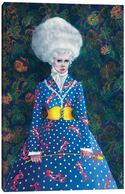 Girl With Pink Panther Dress Canvas Art Print - Liva Pakalne Fanelli