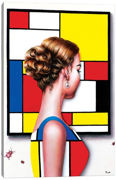 Mondrian's Art Lover I Canvas Art Print - Composition with Red, Blue and Yellow Reimagined