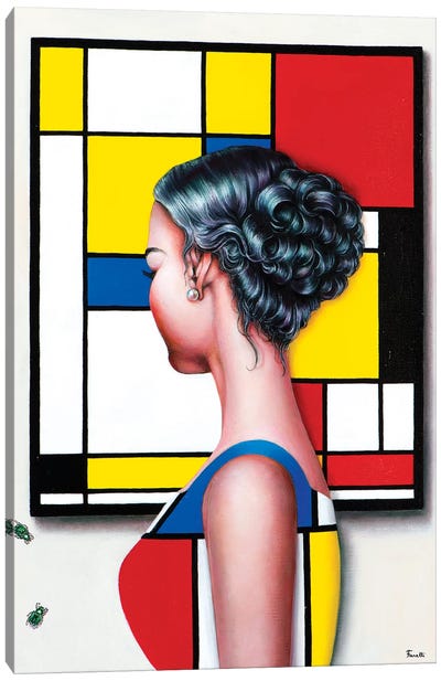 Mondrian's Art Lover II Canvas Art Print - Composition with Red, Blue and Yellow Reimagined