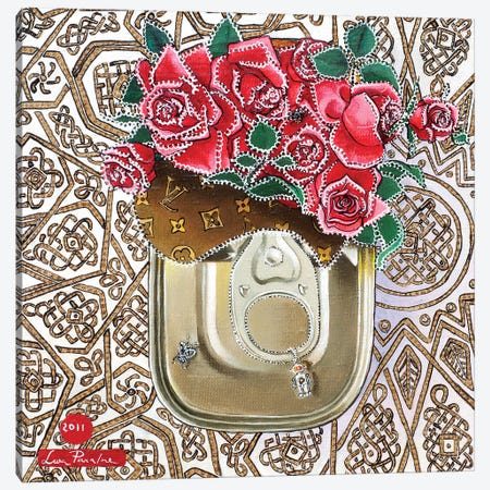 Tin Box With Roses Canvas Print #LPF82} by Liva Pakalne Fanelli Canvas Art Print