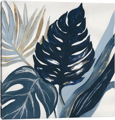 Blue Palms Canvas Art Print - Leaf Art