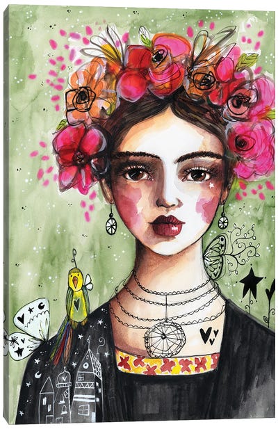 Lady With Flowers Canvas Art Print - Tamara Laporte